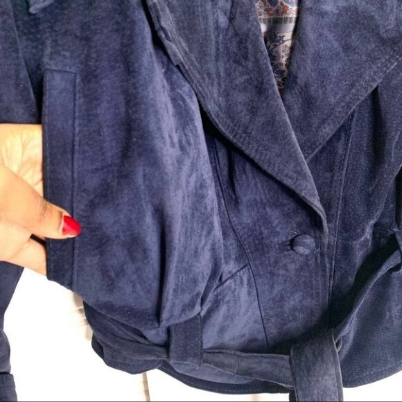 VINTAGE SUEDE LEATHER CROP OVERSIZED SOFT FULLY LINED JACKET WOMEN SIZE SMALL - Picture 4 of 8
